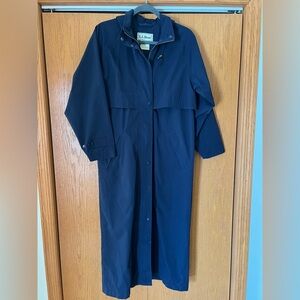 L.L. Bean Classic Hooded Vintage Navy Trench Coat Size Small